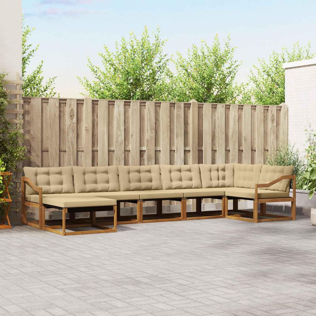 (Robust Möbel)Outdoor-Sofagarnitur - CLORIS - Balkonmöbe/Sitzgruppe - 21 pcs - Moderne Design - Natur und Beige Massivholz Akazie - Gartensof...