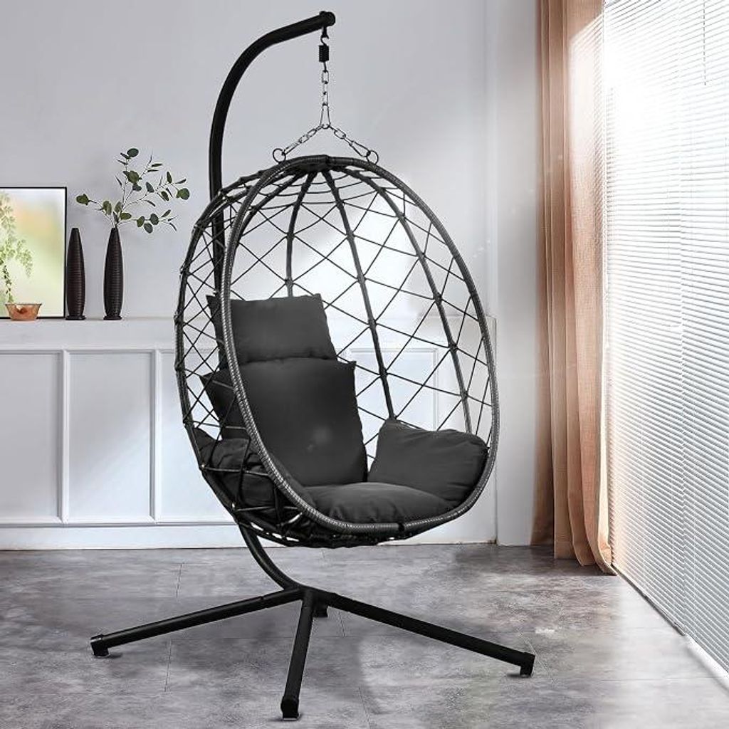 Luxus Hängesessel NEW XXL Gestell Schwarz mit Korb und Produktbild 