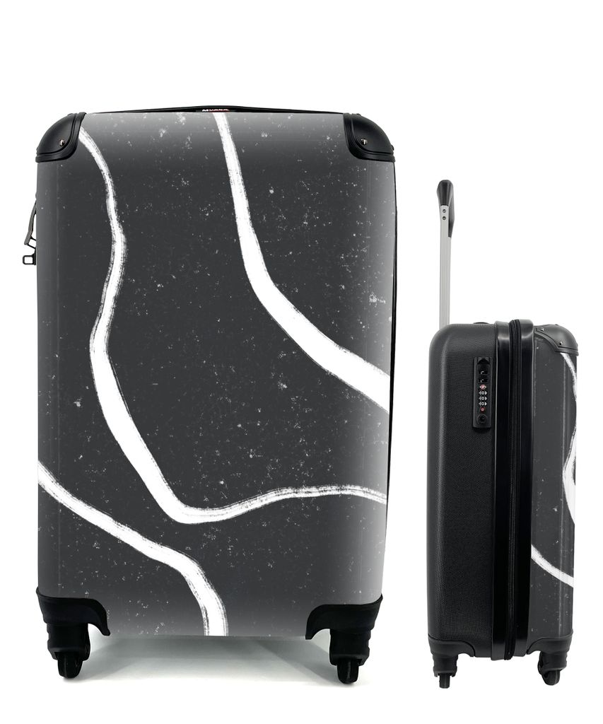 MuchoWow Koffer Handgepäck Trolley Rollkoffer Kleine Reisekoffer mit 4 Rollen - Linie - Minimalismus - Gestaltung - Cabin Size < 55x40x23 cm & 5...