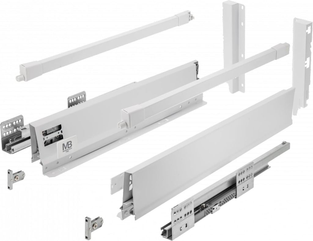 GTV - Modern Box Pro Schubladenschienen I L=400mm H=199mm I Weiss I Schublade mit Leises Schließen I Die Synchronisation des Fahrweges der Führun...