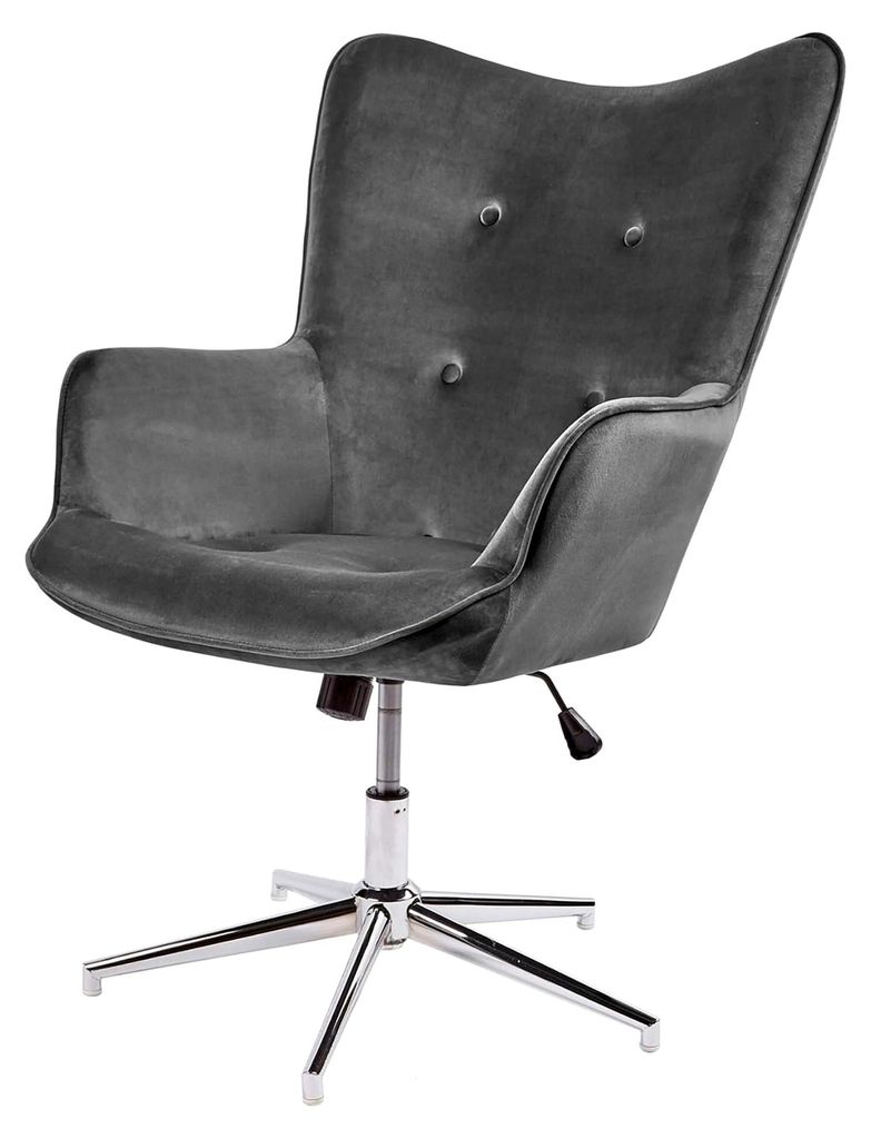 Höhenverstellbarer Drehstuhl MR. Lounger grau Samt