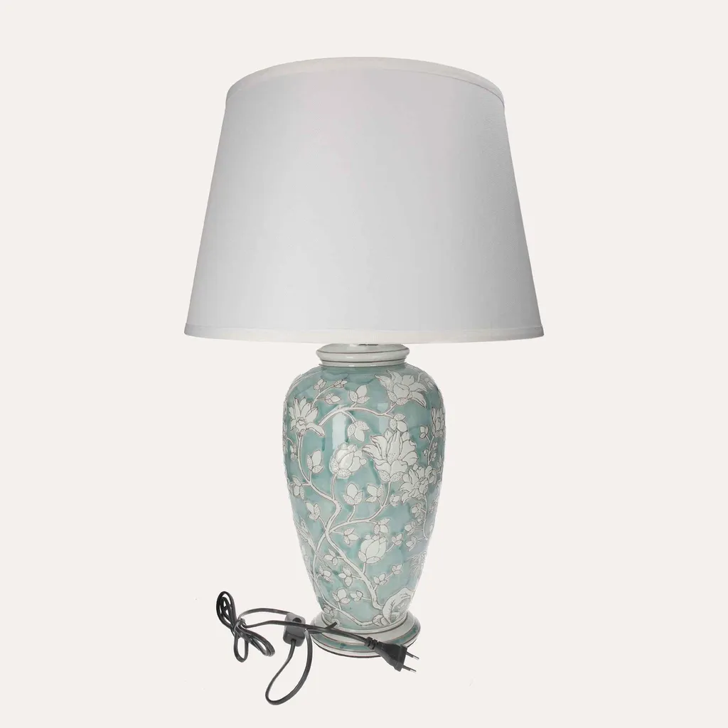 Luminaire de chevet céramique vert clair pour ambiance douce de chambre