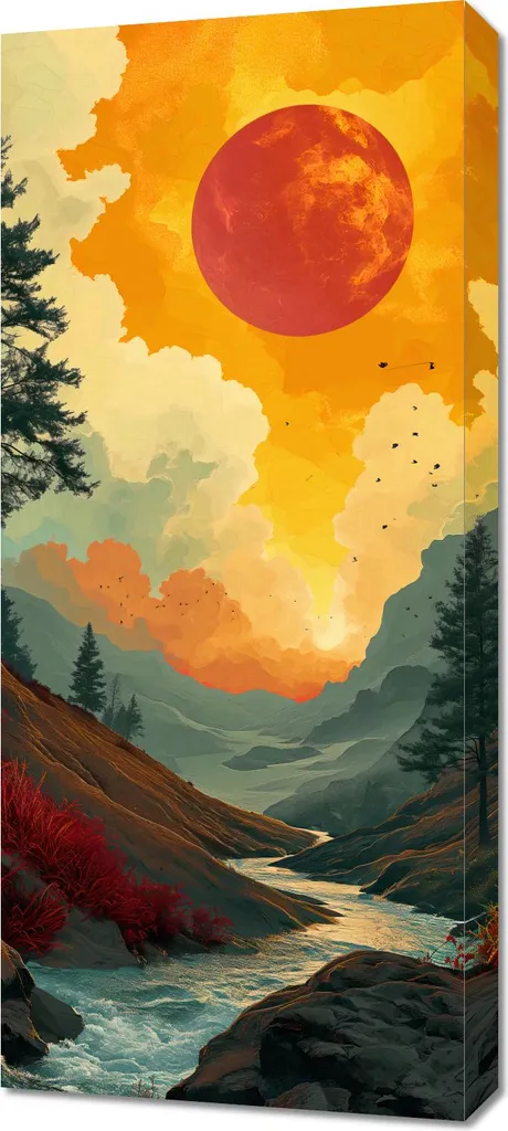 Quadro su Tela Tramonto sul Fiume 40x90 - Emozioni d'Arredo