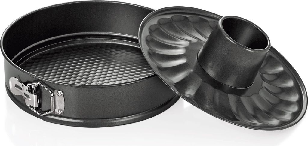 Springform mit Antihaftbeschichtung, Ø 25 cm, Höhe 6,5 cm, 2 wechselbare Böden, Stahl