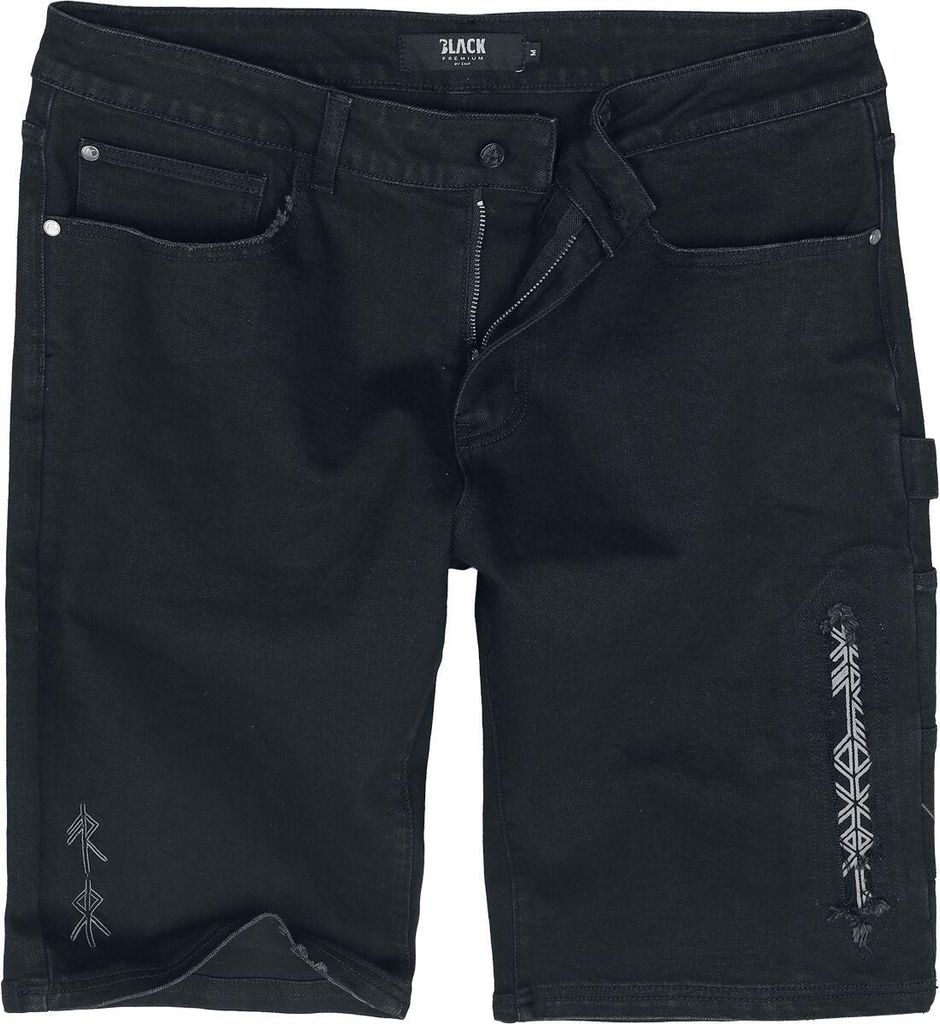 Black Premium by EMP Herren schwarze Denimshorts im Straight Fit M
