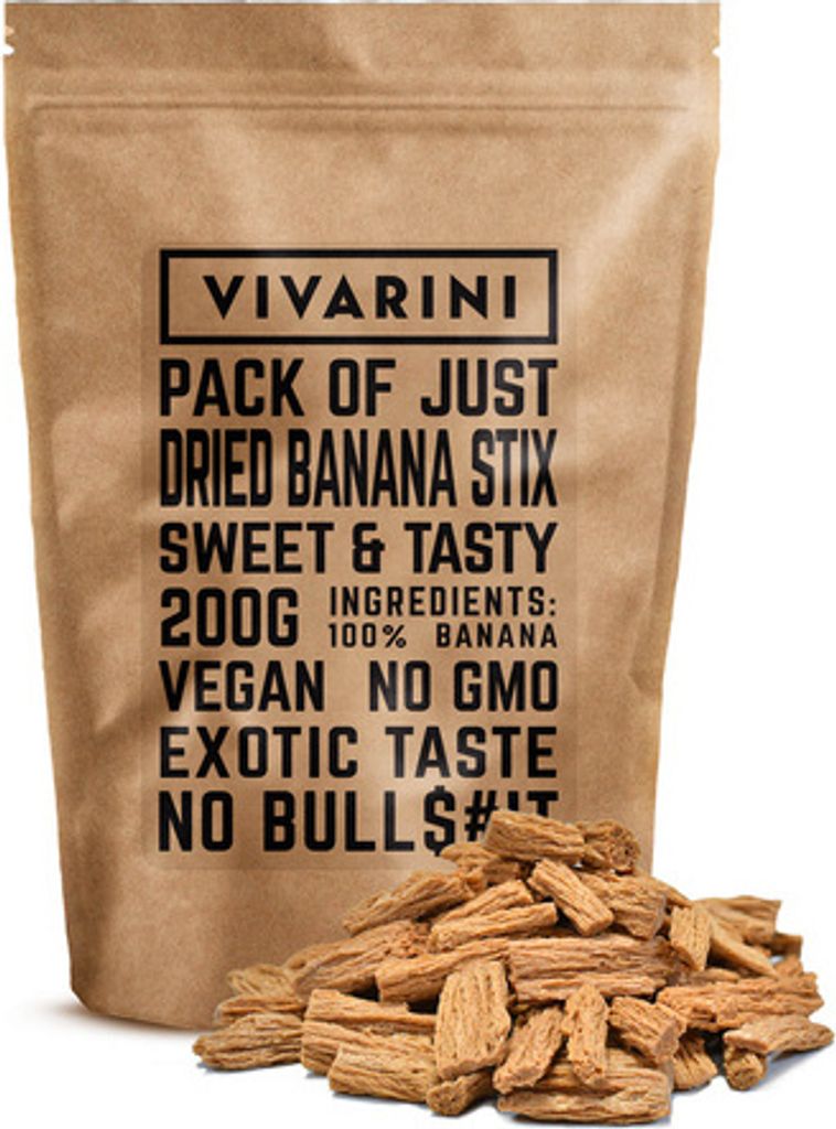 Vivarini – Sušené banánové tyčinky 200 g – 100 % přírodní, Obrázek produktu 