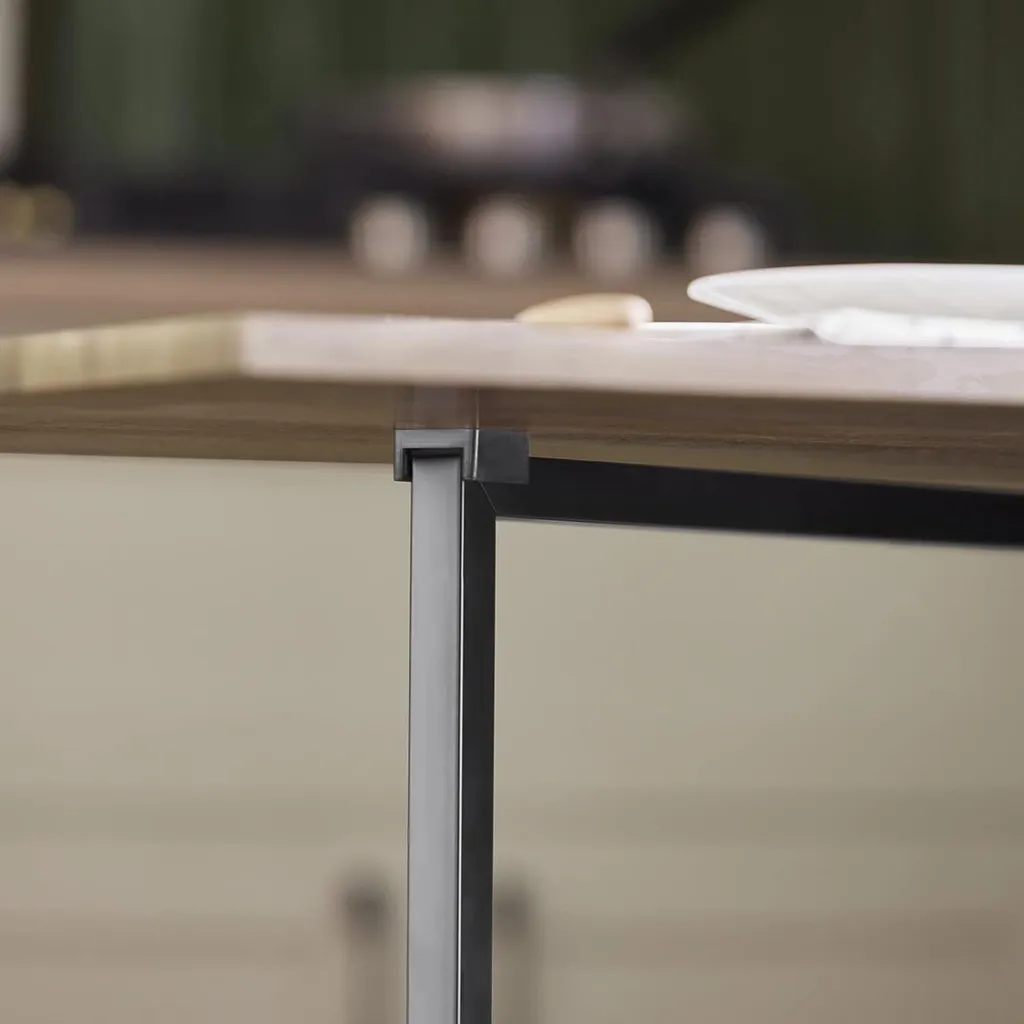 Table de repas pliante 180cm modulable avec 3 étagères de stockage gris