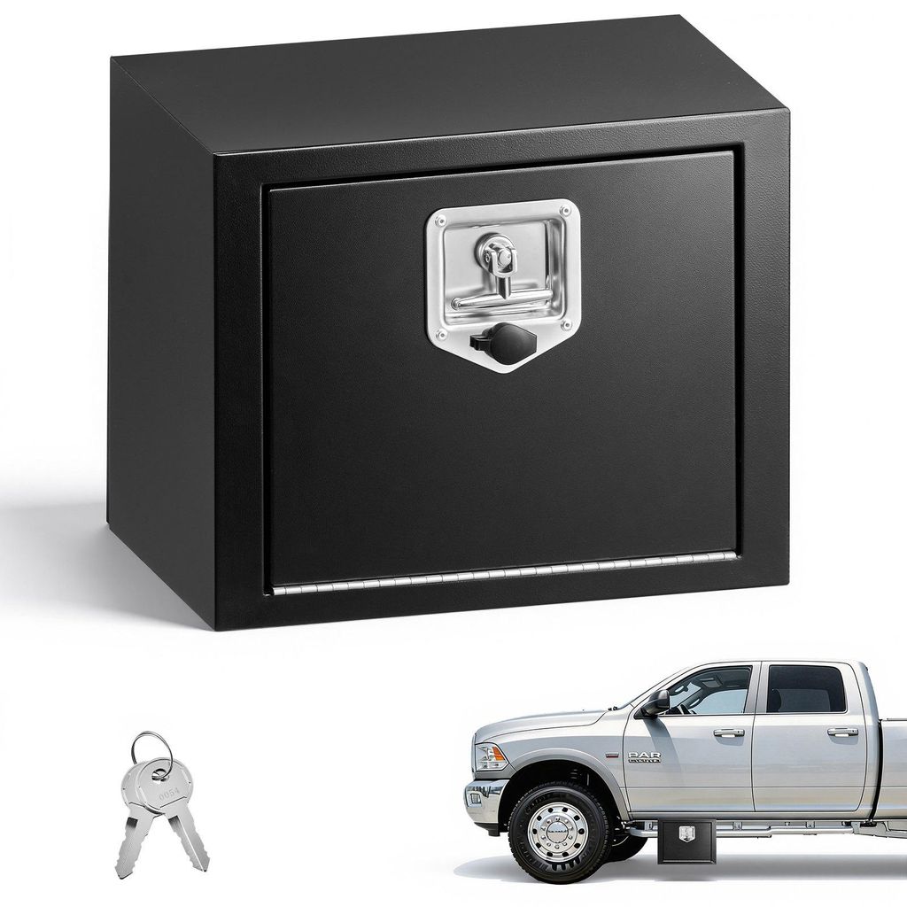 LKW Unterbaubox - Unterflur Staukasten 457 x 305 x 356 mm - Kaltgewalzter Stahl - Wasserdicht - T-Griff Schloss - Werkzeugkiste für LKW Anhänger ...