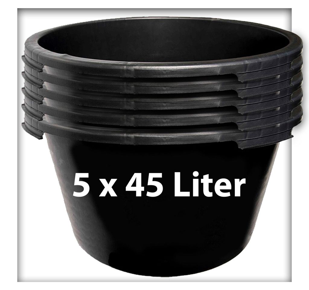 5 Stk. 45 Liter Mörtelkübel Pflanzwanne Mörtelkasten Produktbild 