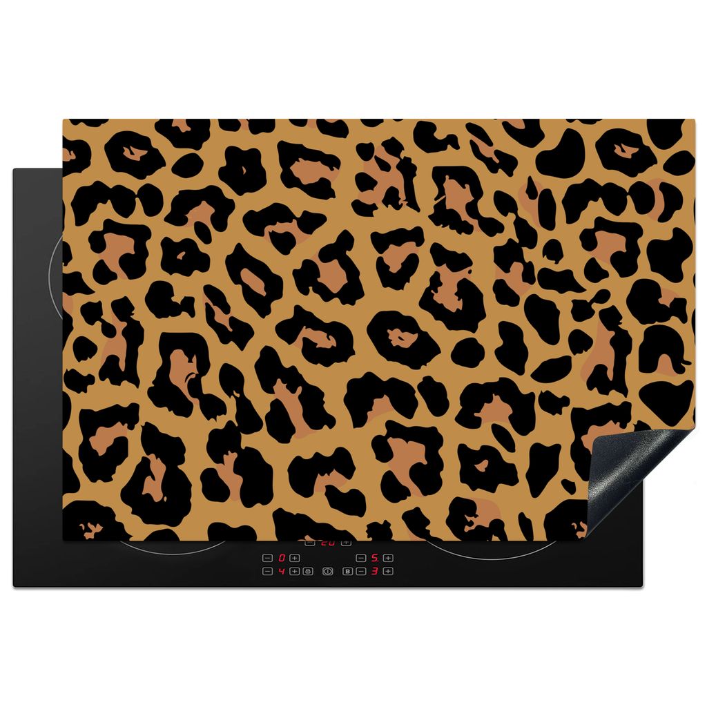 KitchenYeah Herdabdeckplatte Panther Druck - Tiere - Braun , 77x51cm, Küche Deko, Glaskeramikkochfeld Herdabdeckung, Abdeckplatte fùr Kochfeld