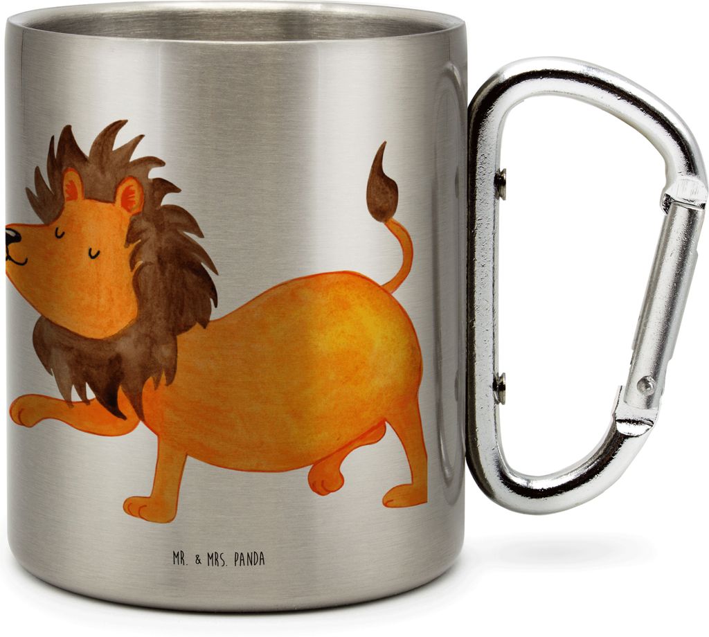 Mr. & Mrs. Panda Thermobecher Sternzeichen Löwe - Transparent - Geschenk, Isolierbecher, Geburtstag Juli, thermotasse, August, Edelstahl, Teetasse...