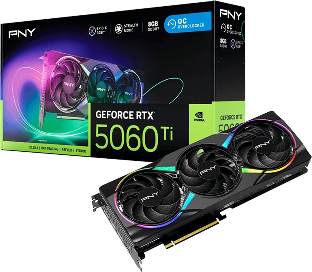 PNY GeForce RTX 5060 Ti ARGB OC 8GB, Grafikkarte, (DLSS 4, 3x