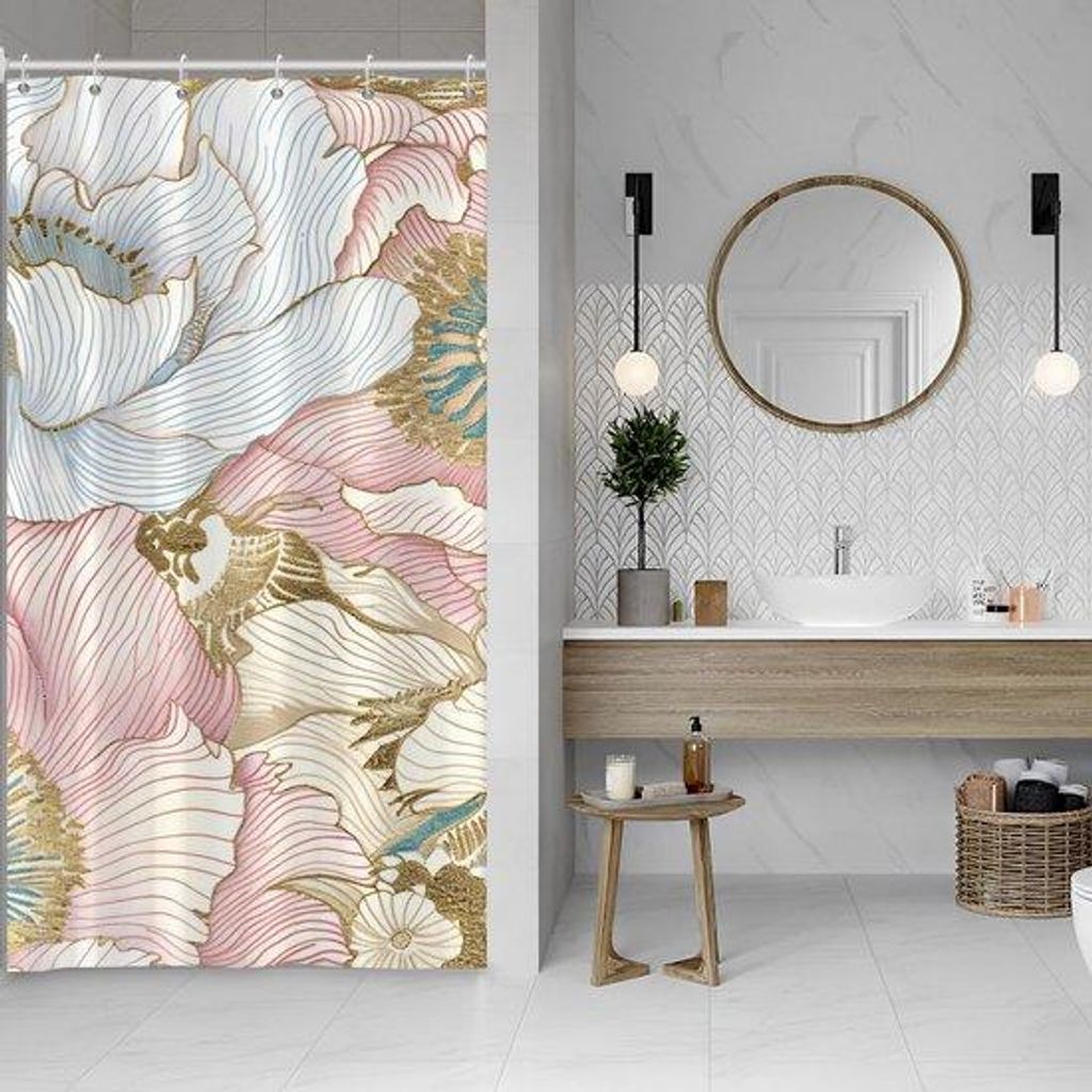Wasserbeständiges Duschvorhang für den Badezimmer mit Blumenmuster
