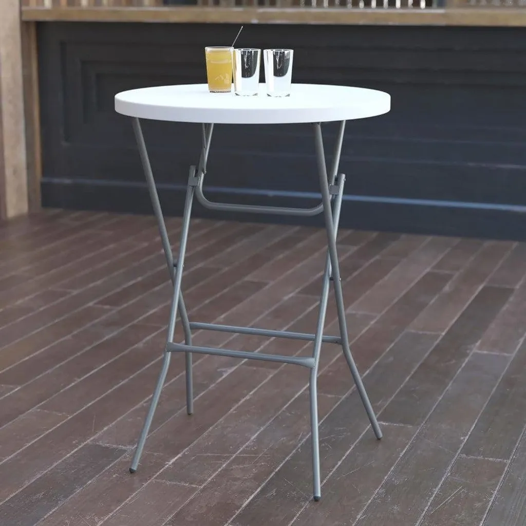 Table de bar pliante Ø80 cm avec structure robuste en aluminium blanc - 2