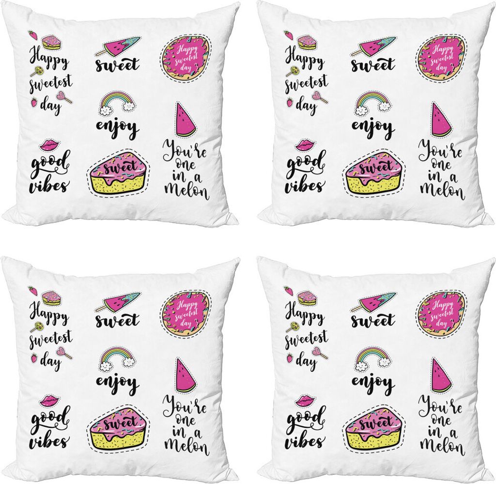 ABAKUHAUS Ausruhen Kissenbezug Set (4 Stück), Glücklicher Sweetest Day, Moderner Doppelseitiger Digitaldruck, 40 cm x 40 cm, Mehrfarbig