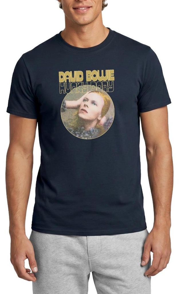 Spreadshirt David Bowie Hunky Dory Album Cover Männer T-Shirt, L, Navy