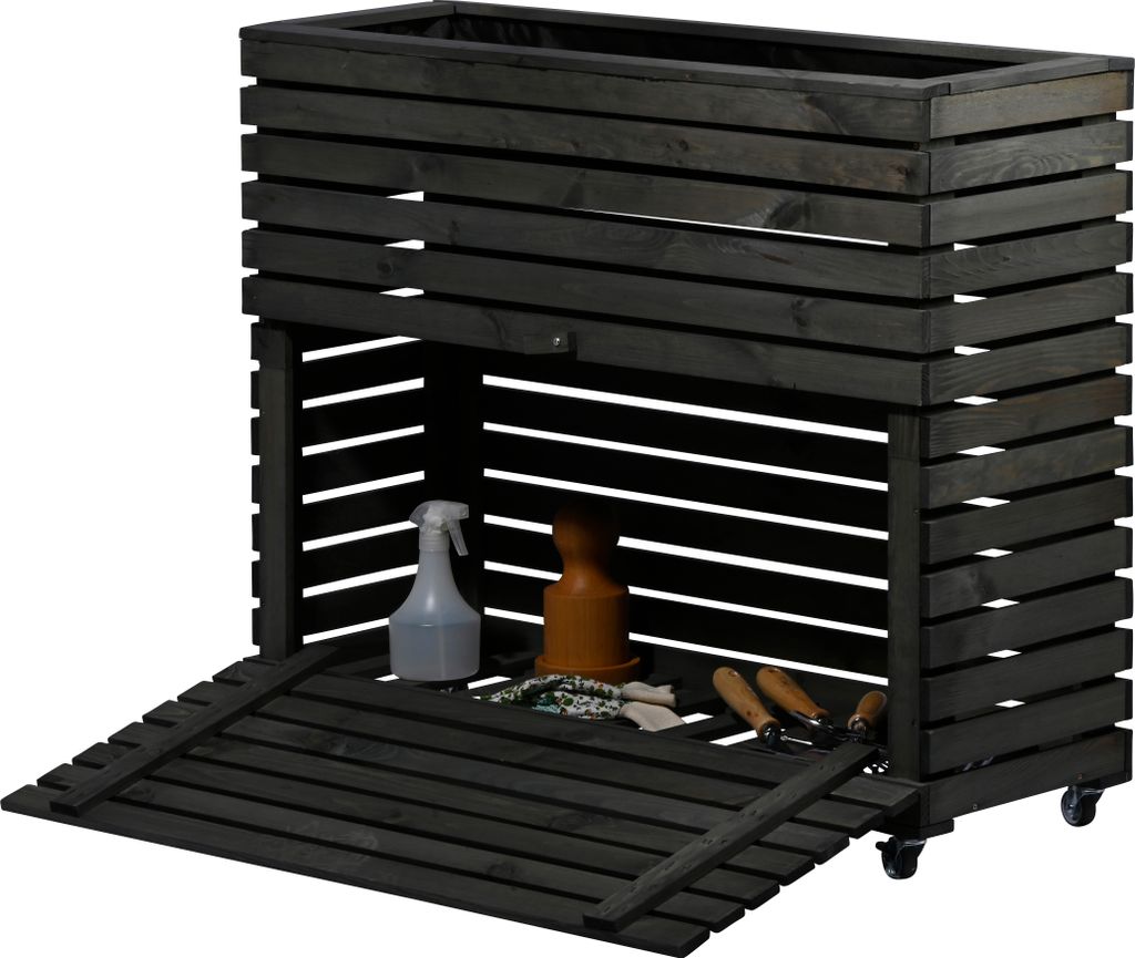 dobar Hochbeet "Rolla" Gr. XL, Anthrazit mit Staufach, Produktbild 1