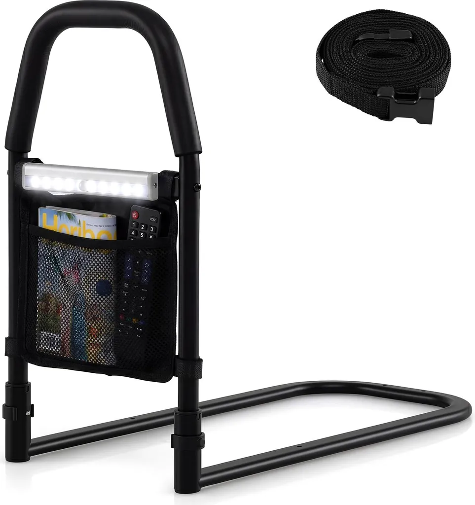 Barrière de lit adulte avec poignée de maintien et lampe LED détecteur