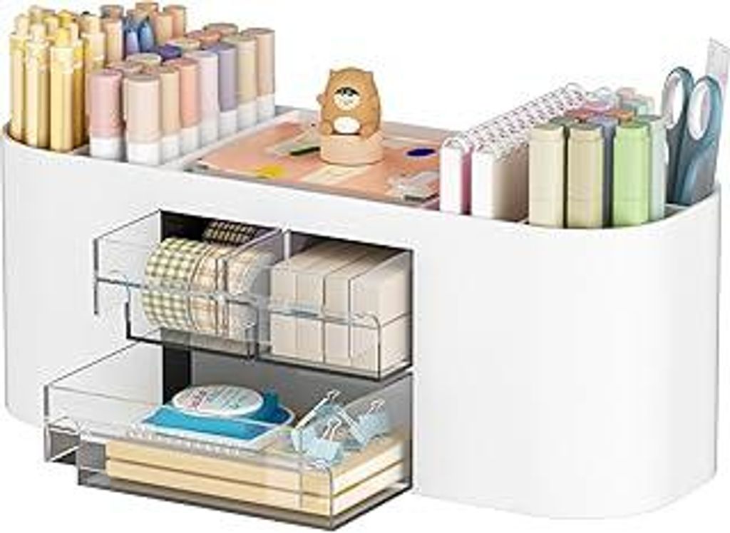 Marbrasse Schreibtisch Organizer mit 3 Schubladen,Multifunktionaler Stiftehalter,Schreibtischzubehör & Ablage mit 7 Fächern für Haus,Schule,Klas...