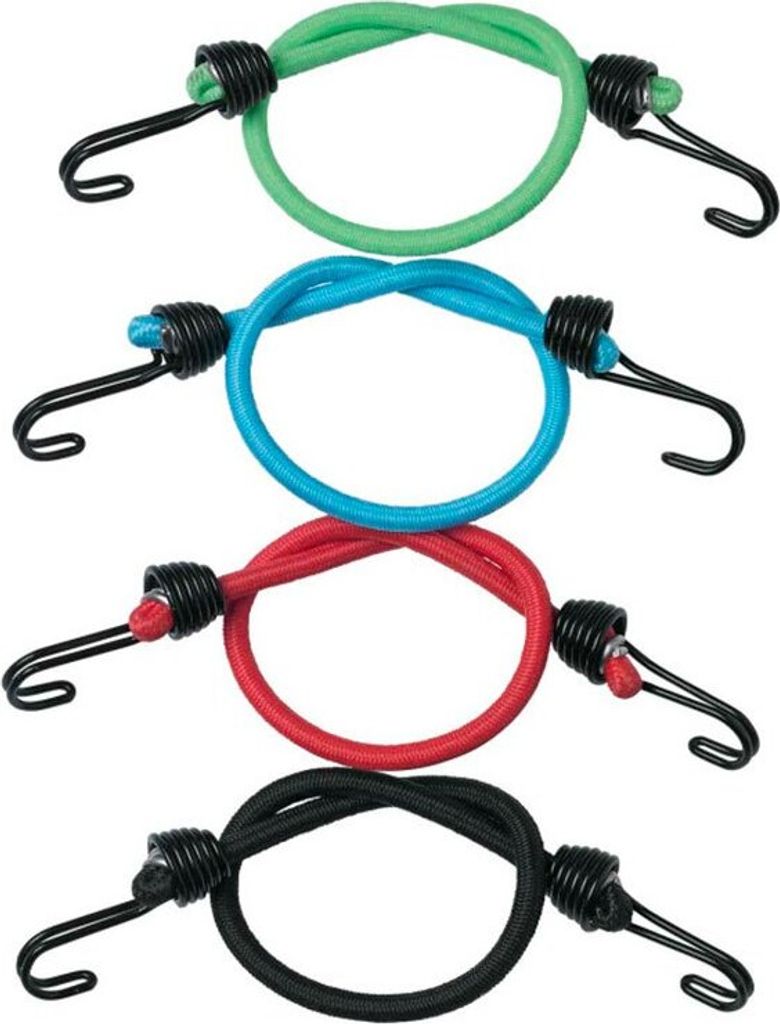 MASTER LOCK 25 cm x 4 mm Twin Wire-Spanngummi in Miniaturformat; 4er-Pack, 0,25 m, Schwarz, Blau, Grün, Rot, 4 Stück(e)