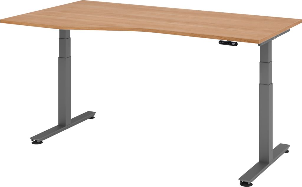 bümö Schreibtisch elektrisch XDSM - Gestell: Graphit, Nachbildung: Nussbaum, Größe: 180 x 100 cm