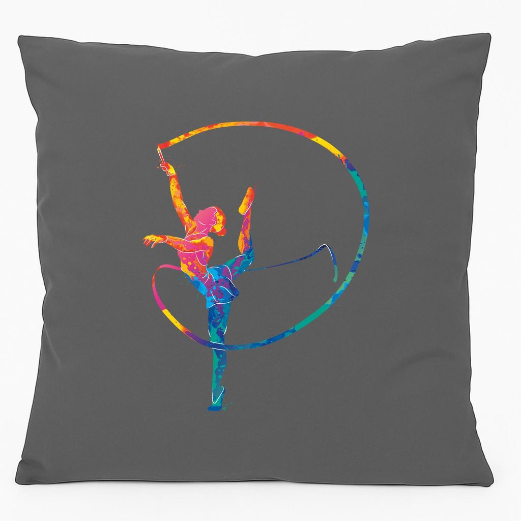 Huuraa Kissen Rhythmische Sportgymnastik Turnen 40x40cm mit Füllung Steel Grey Baumwolle Dekokissen Geschenkidee