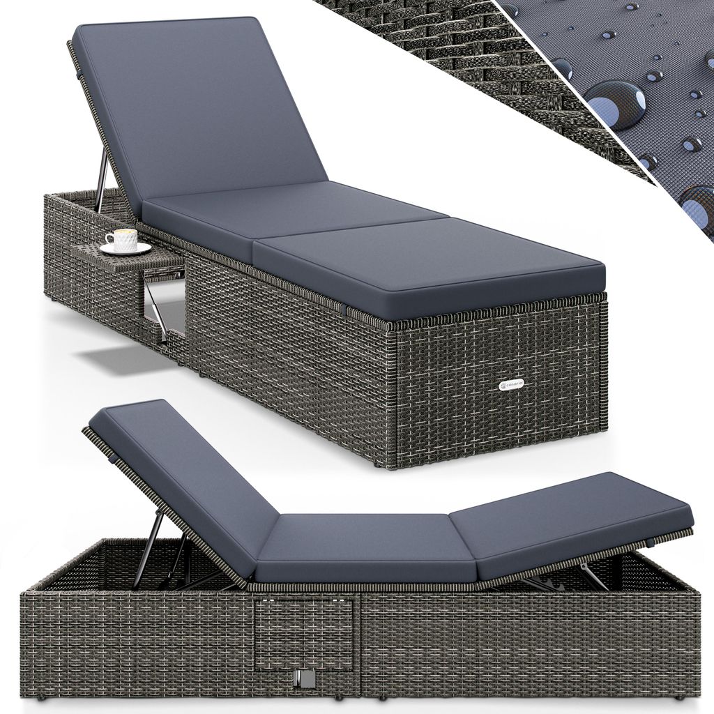 CASARIA® Lettino Prendisole 200x58 cm con Tavolino Immagine del prodotto 