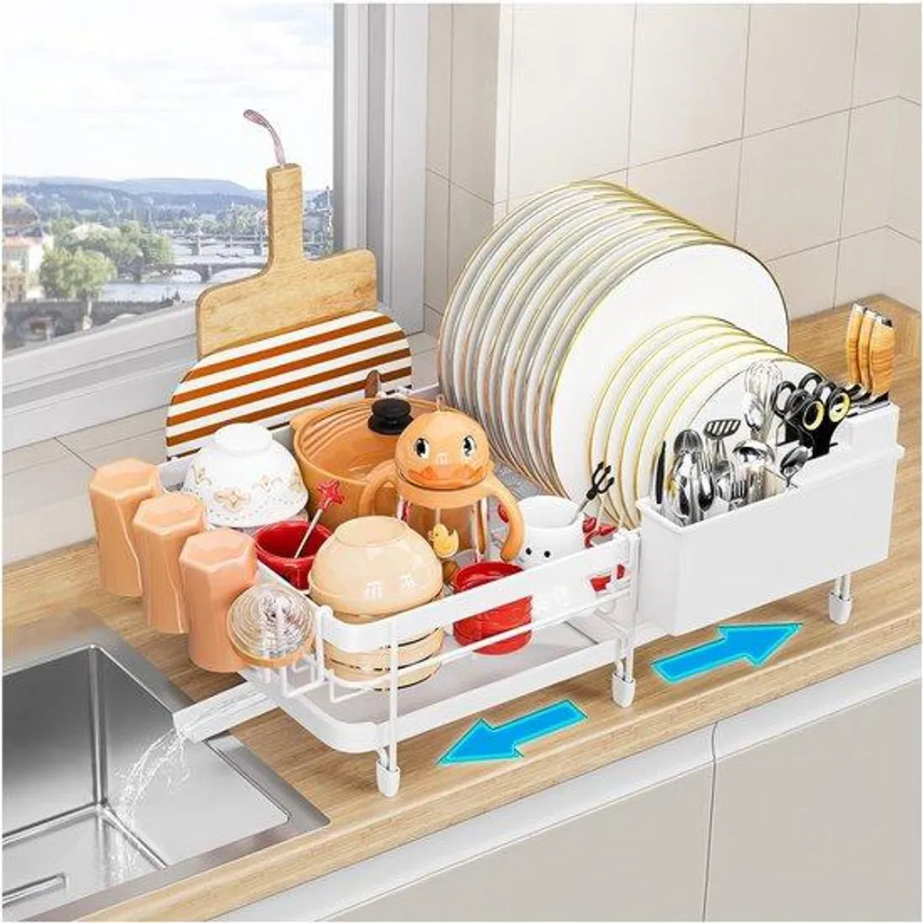 Étagère de rangement pivotante 360 blanche avec porte-couverts amovible