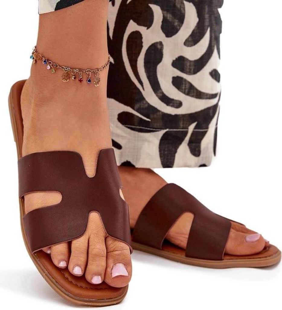 Damen Flache Sandalen Mit Ausschnitten Dunkelbraun Salyra 37