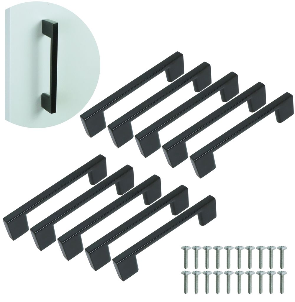 10x Möbelgriff Wide, Schwarz, 160 mm, inkl. Schrauben Produktbild 