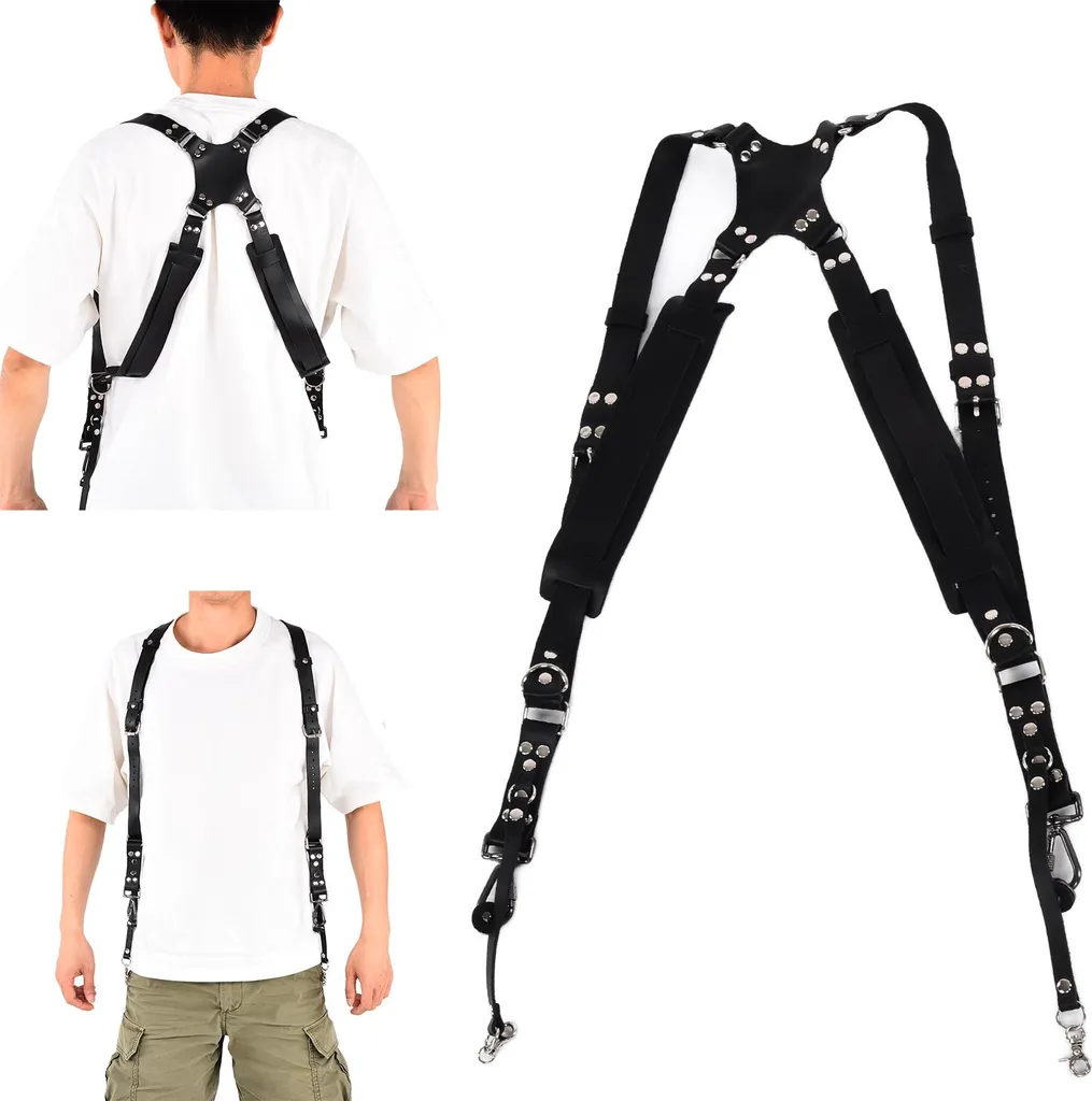 Doppia Tracolla Reflex Pelle Nera | Imbracatura Professionale Matrimoni - 1