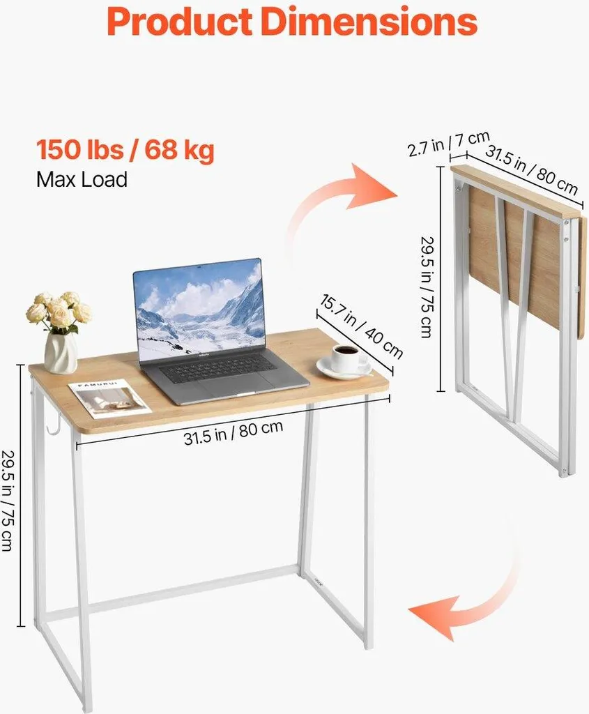 Bureau pliant peu encombrant pour optimiser une petite pièce, chêne - 3