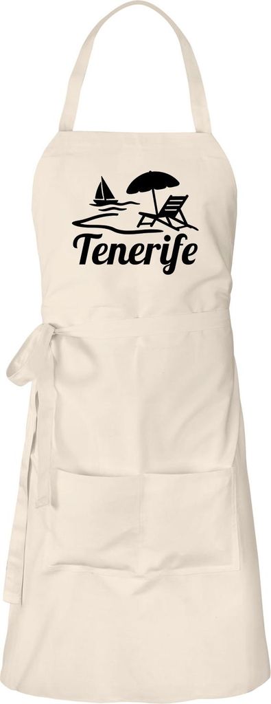 Huuraa Schürze Tenerife Inselmotiv Spanien Natur mit Taschen Baumwolle Kochschürze Geschenkidee