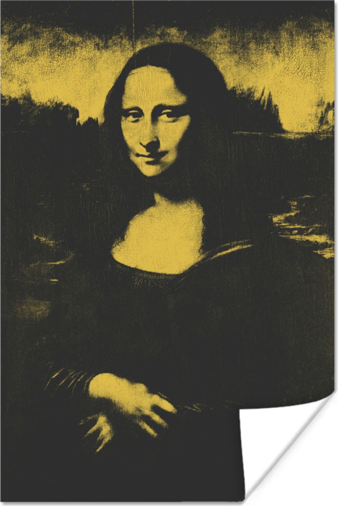 MuchoWow Poster Mona Lisa - Leonardo da Vinci - Gelb - Schwarz 60x90 cm - Wanddekoration