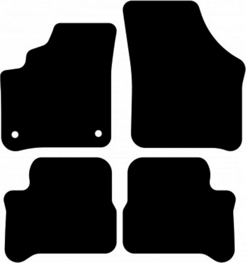 Tappetini in velluto per Seat e-Mii (2019-, hatchback) neri, set 4 pz, con fissaggi