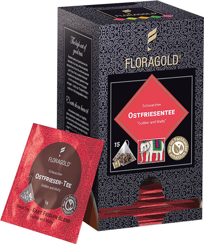 Floragold Schwarztee Ostfriesen-Tee, 15er Pyramidenbeutel Produktbild 