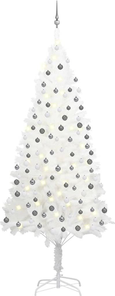 Maison Exclusive - Künstlicher Weihnachtsbaum mit Beleuchtung & Kugeln Weiß 240 cm