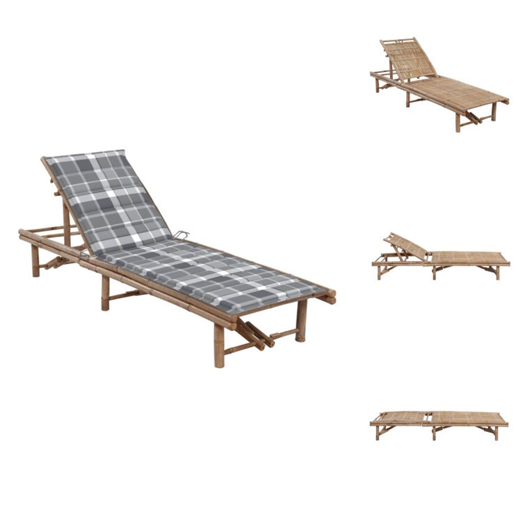 vidaXL Garten-Sonnenliege mit Auflage Bambus - Sonnenliegen