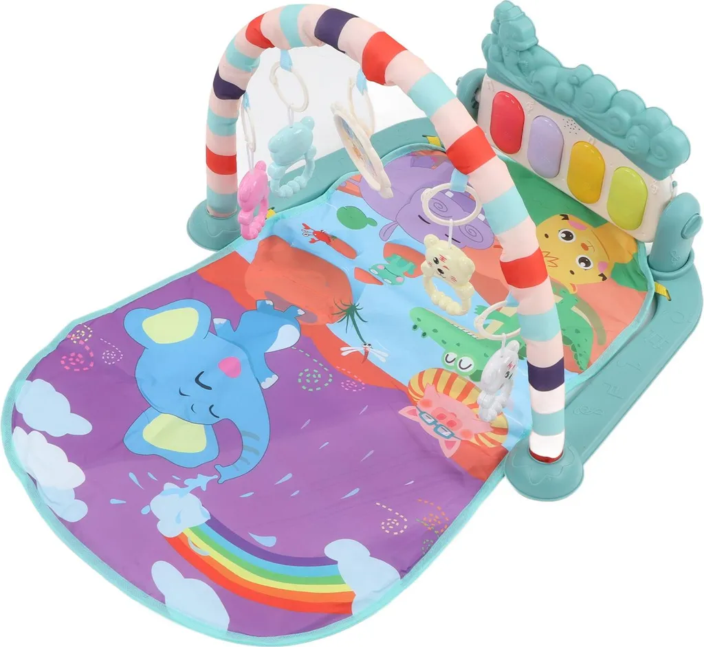 Tapis de jeu bébé éducatif 3-en-1 avec arche d'activités et mode piano