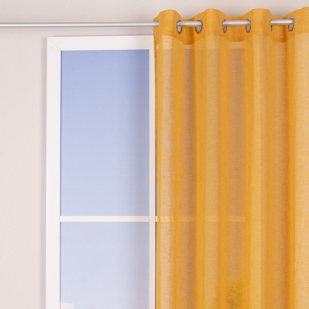 Ösengardine Leinenoptik uni senfgelb 140x260cm Produktbild 