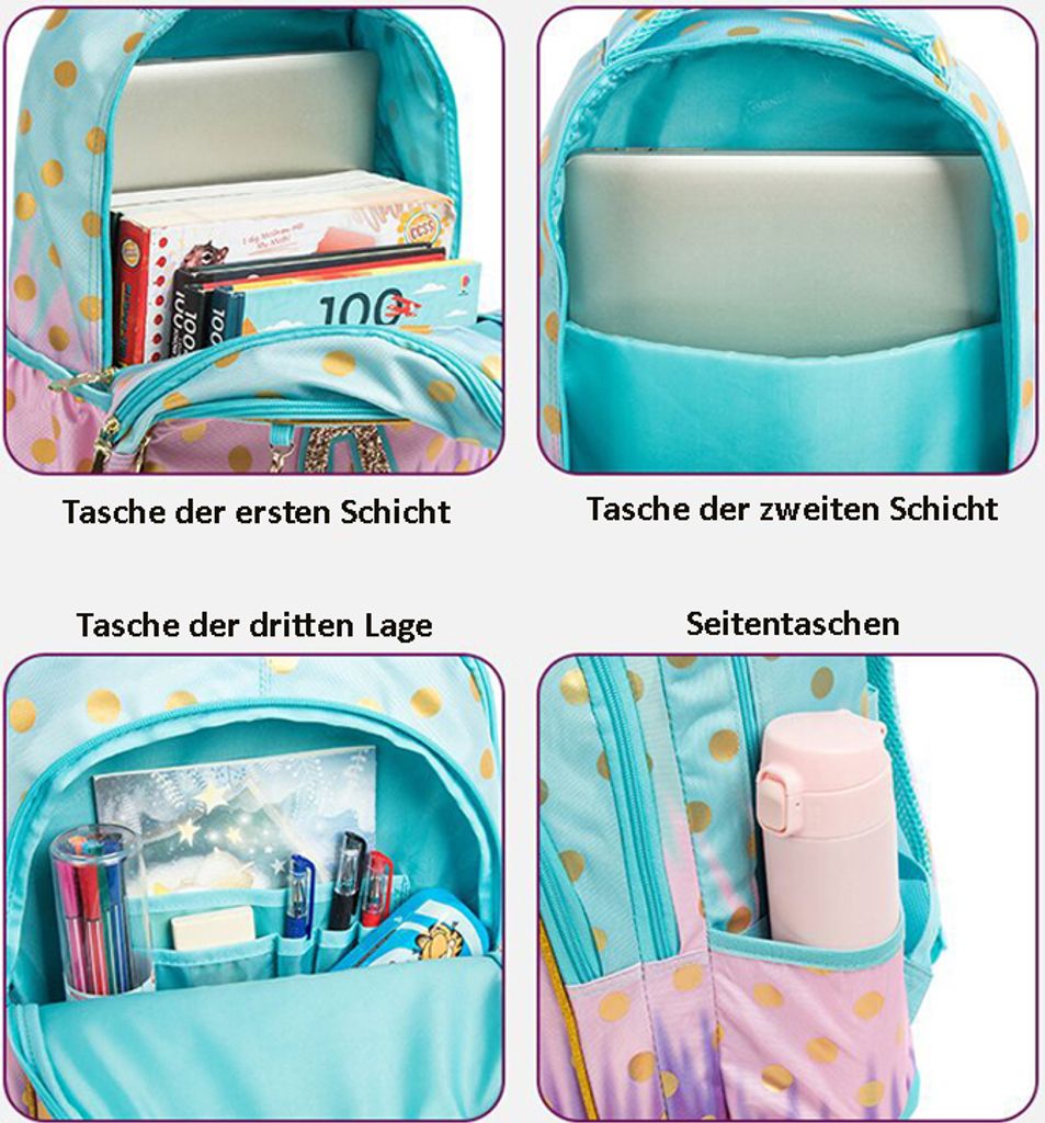Schulrucksäcke 3 Stück für Kinder, Schultaschen Kinder Produktbild 4
