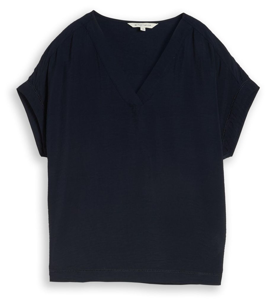 Loose Fit Bluse mit V-Ausschnitt
