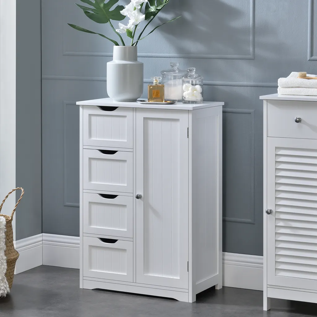 Commode de salle de bain blanche - Meuble de rangement colonne de sol - 6