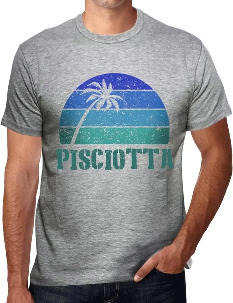 Herren Grafik T-Shirt Palme Strand Sonnenuntergang in Pisciotta – Palm, Beach, Sunset In Pisciotta – Öko-Verantwortlich Vintage Jahrgang Kurzarm
