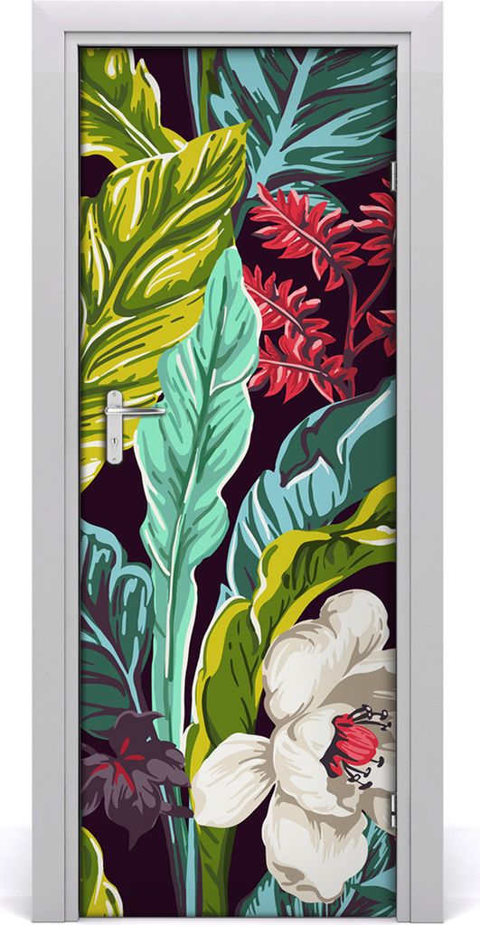 Tulup Türaufkleber 75x205 cm Dekorative Aufkleber Selbstklebend Wasserdichte Tapete Abnehmbar Schlafzimmer Wohnzimmer Wohnkultur - tropische Blumen