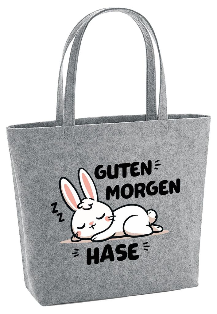 Huuraa Filzshopper Guten Morgen Hase 22 Liter Grey Melange Filztasche Geschenkidee