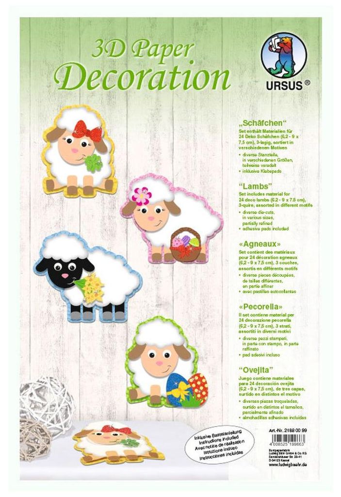 URSUS Paper Decoration Schäfchen 3D
