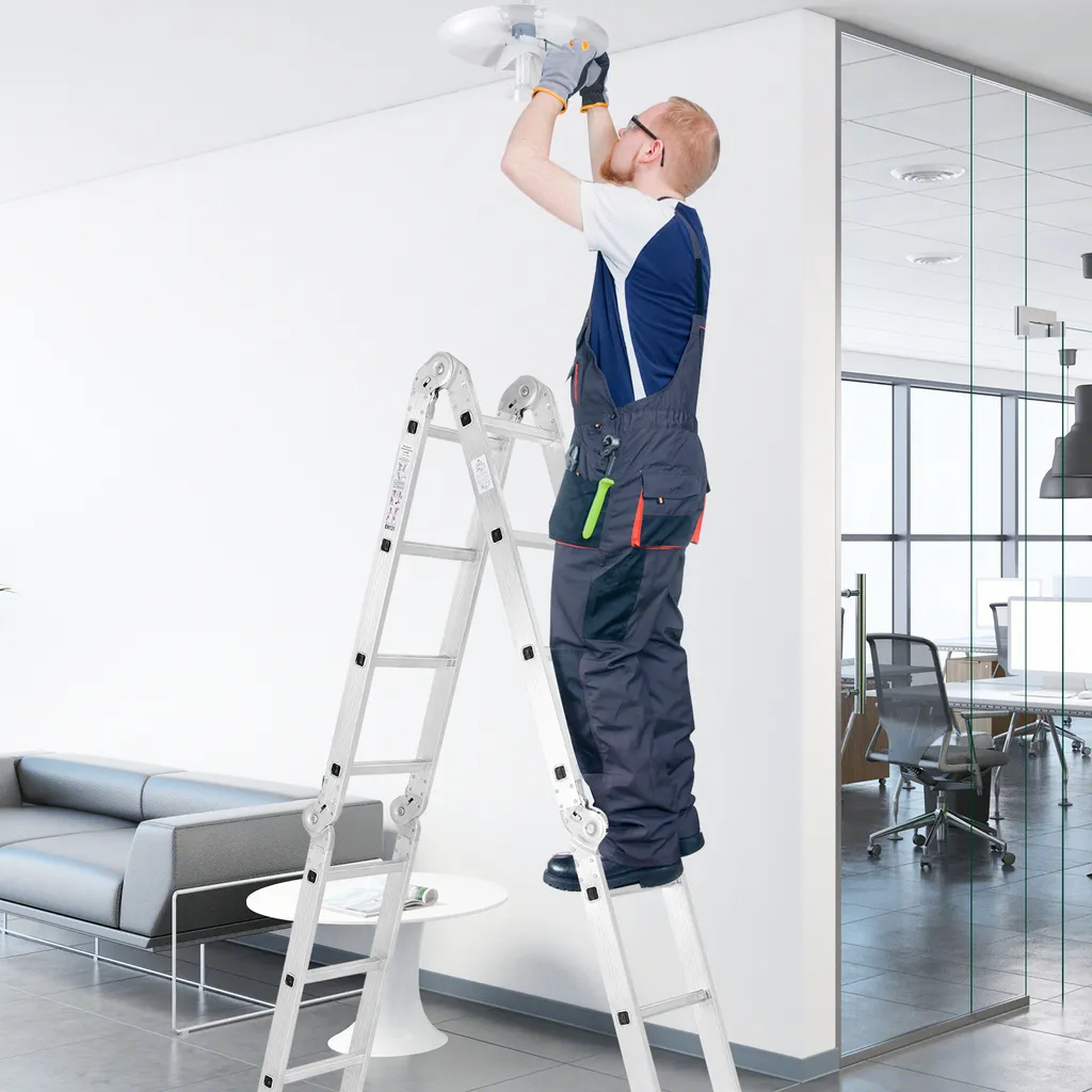 Échelle transformable 7 en 1 aluminium robuste 150kg longueur 3,7m