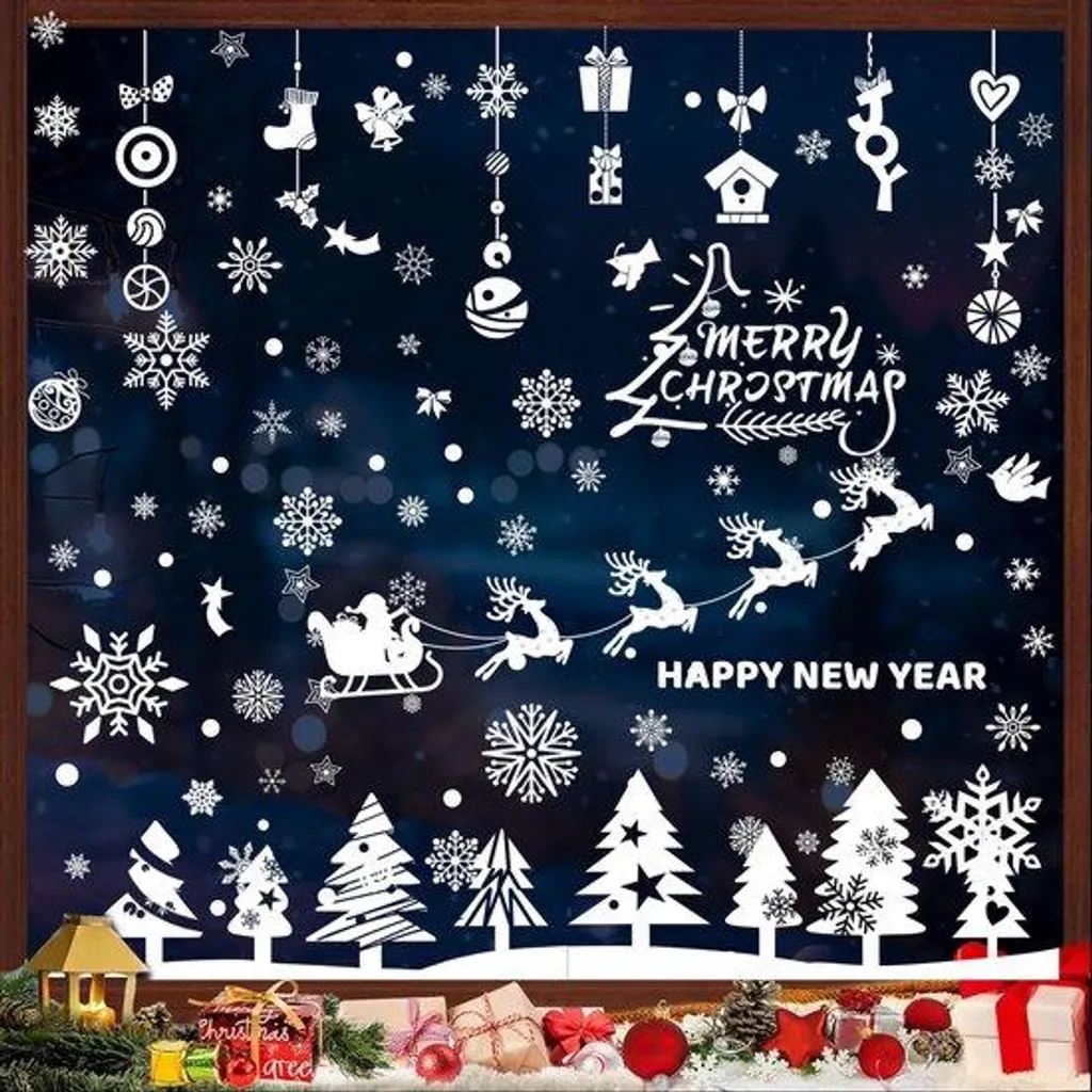 Stickers électrostatiques de Noël pour vitres - Décoration hivernale
