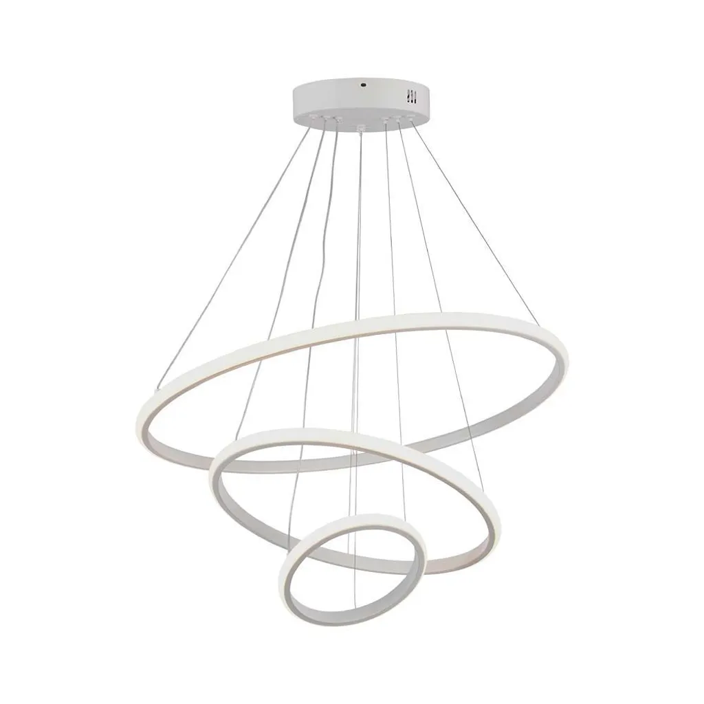 Suspension LED en métal blanc chaud rond H 100 cm pour salon moderne